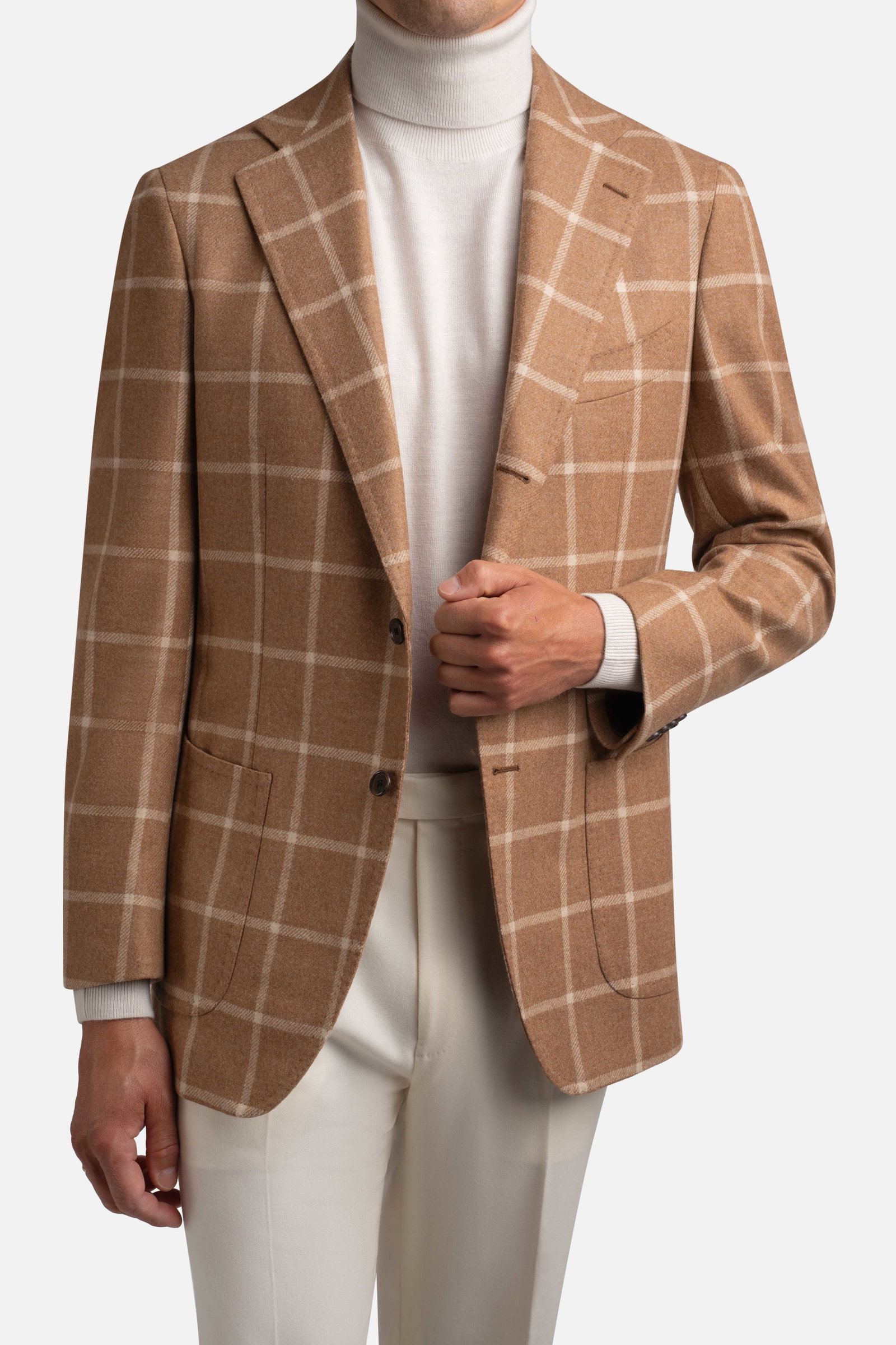 Mod 2 Camel Checked Jacket Brown - Blazers - Cavour